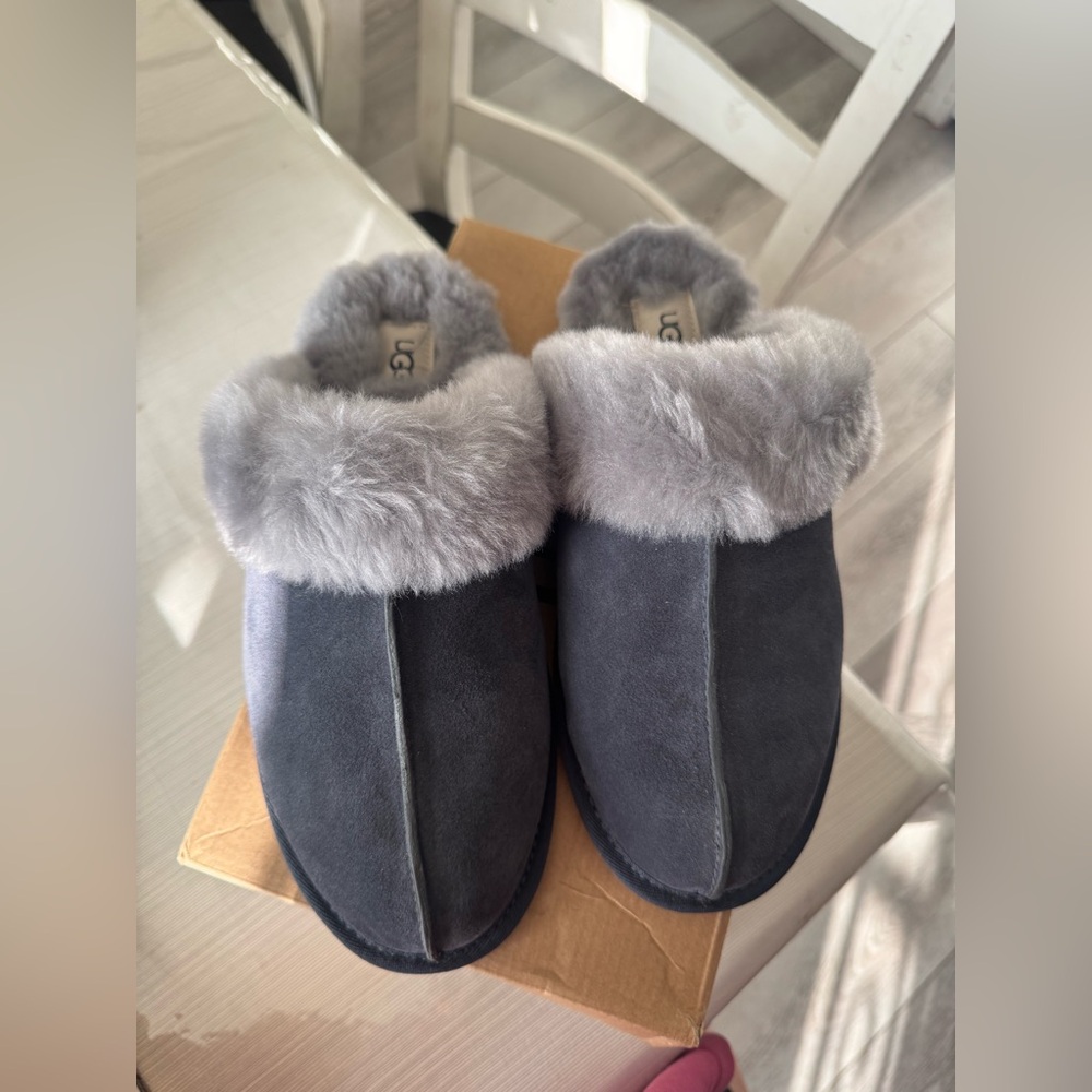 UGG Women's Gray Fur-Lined Slippers